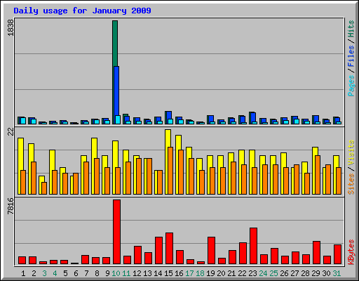 Daily usage for January 2009