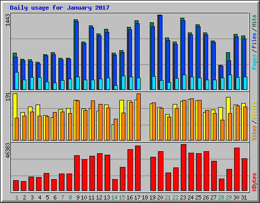 Daily usage for January 2017