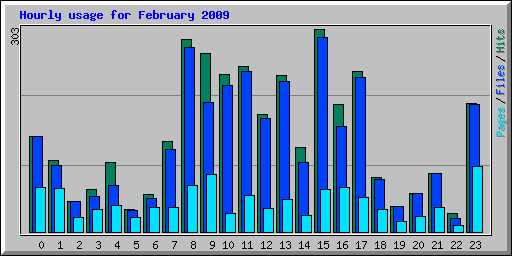 Hourly usage for February 2009