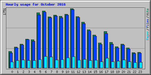 Hourly usage for October 2016